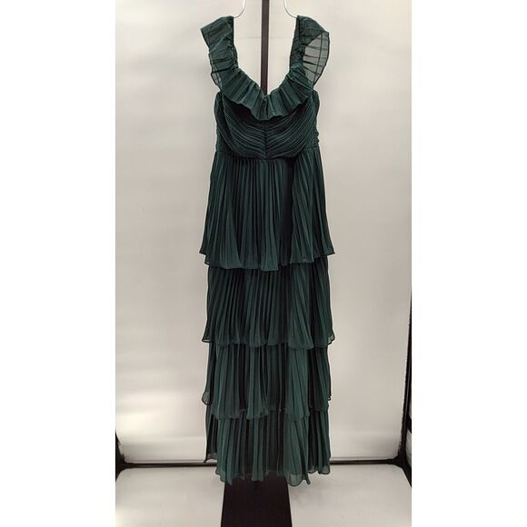 Lulus Always Remarkable Pleated Off-The-Shoulder Maxi Dress Green XL - Picture 2 of 3